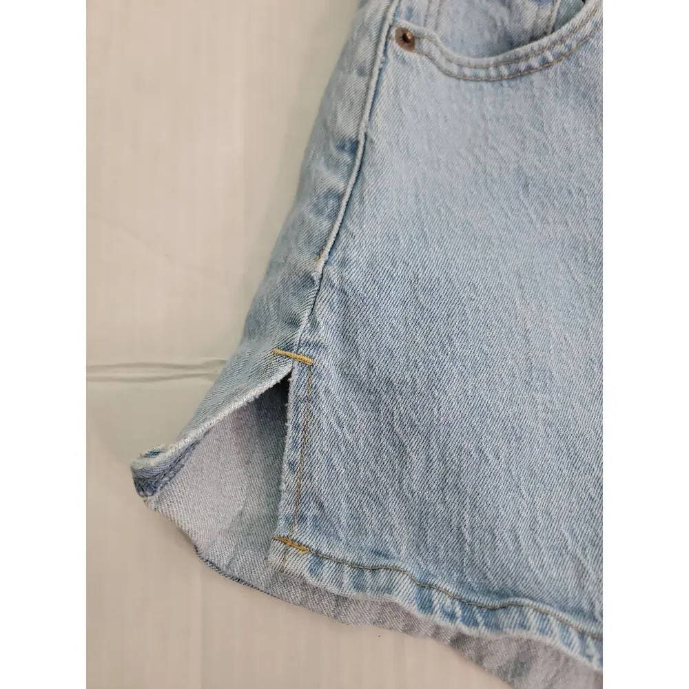 Abercrombie Denim Shorts Womens SZ 23 The Dad High Rise Curve Love Side Slits
